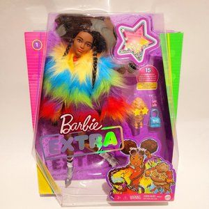 Barbie Extra #1 Rainbow Coat Dog & Accesories Collectable